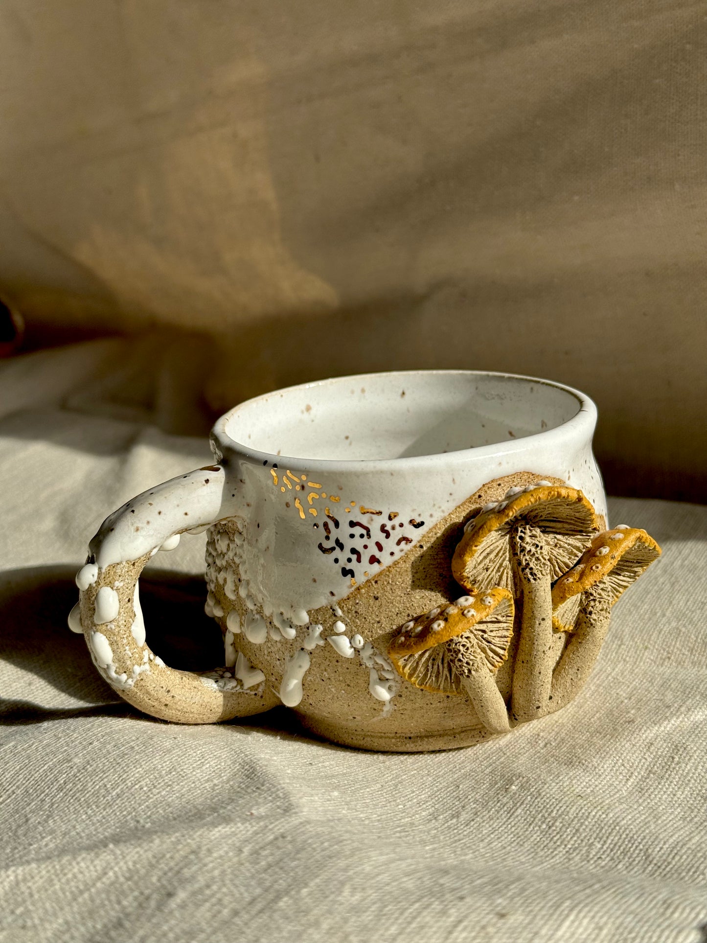 golden shroom mug