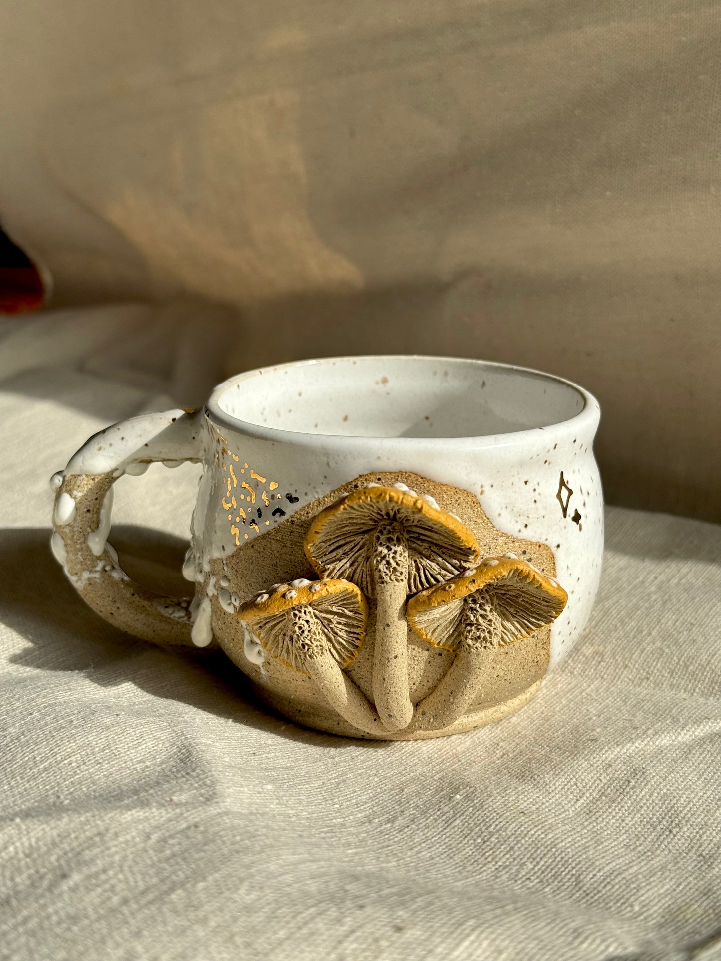 golden shroom mug